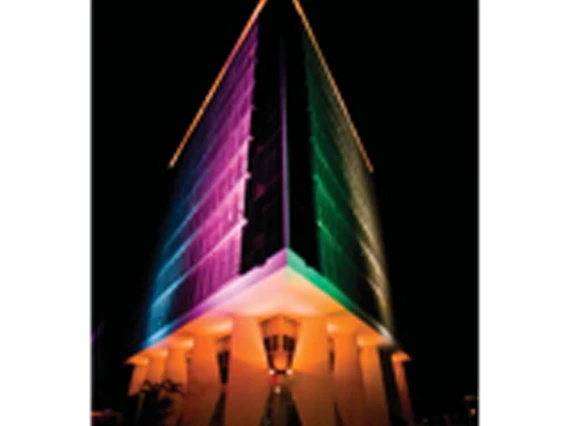 Cover Volume 14, Photograph of modern building with colored lights