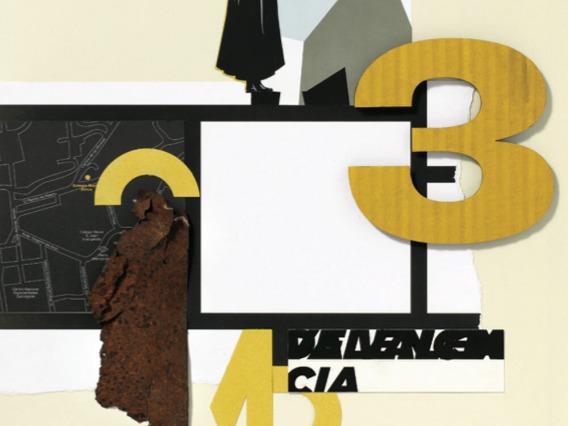 Cover Volume 17, collage of number 3 and yellow, black and white shapes